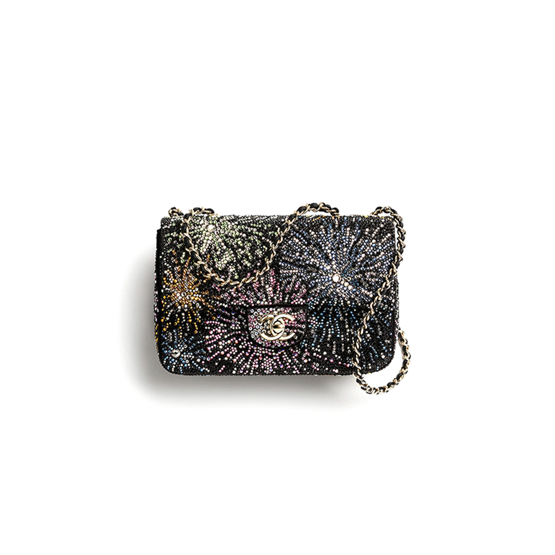 CHANEL MASTER EVENING BAG STRASS & GOLD-TONE METAL BLACK & MULTICOLOUR AS4297 (21*13*8cm)